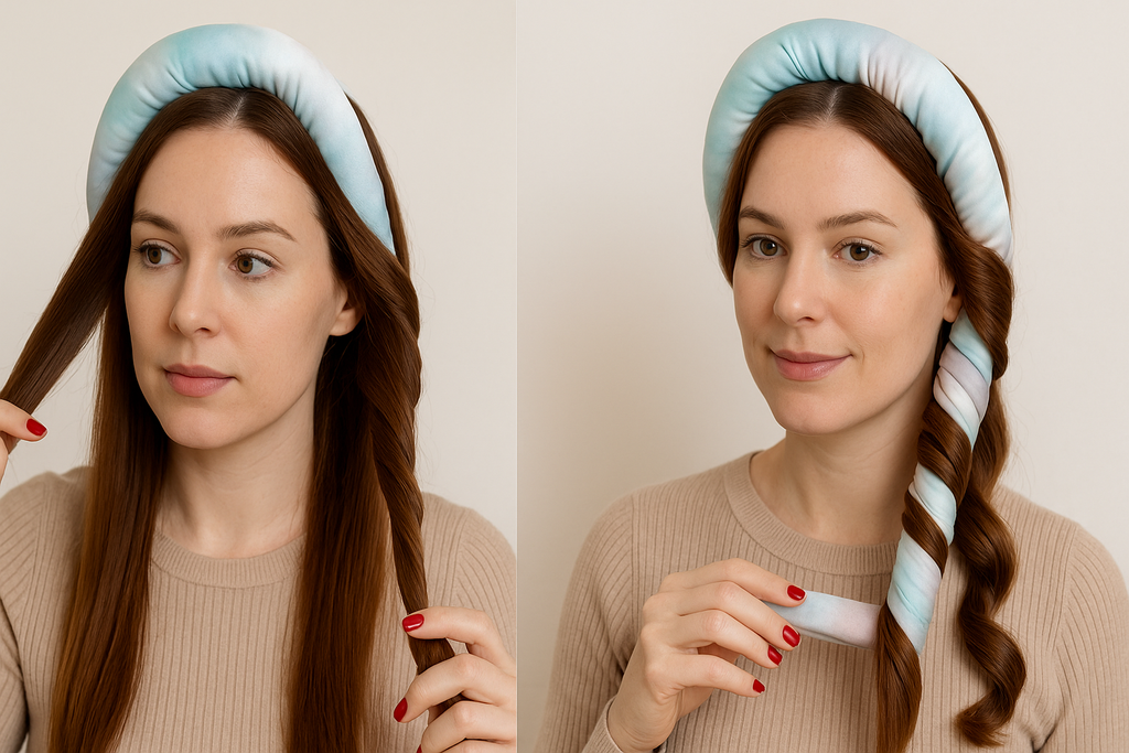 Satin Heatless Hair Curler Set Adjustable Sleep-Friendly Curling Rod & Headband